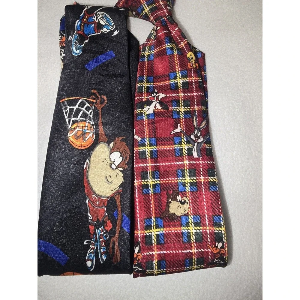 Vintage Looney Tunes Kids Tie Set – 1996 Taz Bugs Tweety Novelty Neckties – Made